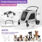 EchoSmile Carrinho de bebê extra grande para cães, resistente e dobrável, com 4 rodas todo-o-terreno e capacidade de 72 kg - Imagem 4