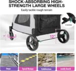 EchoSmile Carrinho de bebê extra grande para cães, resistente e dobrável, com 4 rodas todo-o-terreno e capacidade de 72 kg - Imagem 6