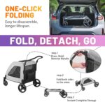 EchoSmile Carrinho de bebê extra grande para cães, resistente e dobrável, com 4 rodas todo-o-terreno e capacidade de 72 kg - Imagem 8