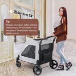 EchoSmile Carrinho de bebê extra grande para cães, resistente e dobrável, com 4 rodas todo-o-terreno e capacidade de 72 kg - Imagem 9