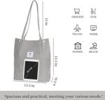 Bolsa feminina de veludo cotelê espaçosa com bolso interno, ideal para viagens, trabalho e compras - Imagem 5