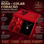 Caixa com Rosa e Colar Coração: presente feminino romântico e elegante para mãe, esposa, namorada ou amiga. - Imagem 3