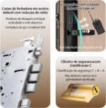Fechadura Eletrônica com Wi-Fi e Biometria: segurança, praticidade e controle remoto para portas de 35 a 65mm. - Imagem 6