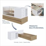 Berço Multifuncional Aveiro Oak/Branco com cama auxiliar e 3 gavetas, versátil e prático para acompanhar o crescimento do bebê. - Imagem 4