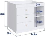 Berço Multifuncional Aveiro Oak/Branco com cama auxiliar e 3 gavetas, versátil e prático para acompanhar o crescimento do bebê. - Imagem 5