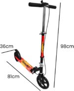 Patinete infantil dobrável com rodas grandes, freio manual e regulagem de altura, suporta até 70 kg. - Imagem 4