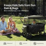 Carrinho de bebê dobrável com alça ajustável, rodas todo-terreno, dossel UV e amplo armazenamento para passeios seguros e práticos - Imagem 6