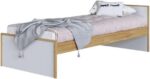 Berço Beni 5 em 1: vira cama de solteiro, com trocador, gaveteiro e baú em MDF branco com amêndoa. - Imagem 6