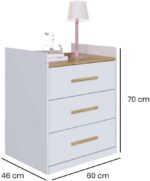 Berço Beni 5 em 1: vira cama de solteiro, com trocador, gaveteiro e baú em MDF branco com amêndoa. - Imagem 7