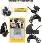 Carrinho Florence 3 em 1: bebê conforto e base veicular, conforto ajustável, segurança e praticidade para passeios. - Imagem 7