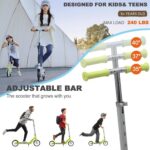 Patinete dobrável leve com altura ajustável, rolamento ABEC9 e carga máxima de 118 kg para crianças, adolescentes e adultos. - Imagem 3