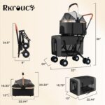 Carrinho dobrável duplo para cães e gatos, leve, com transportadores removíveis e rodas traváveis até 35 kg - Imagem 3