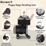 Carrinho dobrável duplo para cães e gatos, leve, com transportadores removíveis e rodas traváveis até 35 kg - Imagem 4