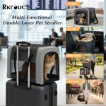Carrinho dobrável duplo para cães e gatos, leve, com transportadores removíveis e rodas traváveis até 35 kg - Imagem 5