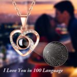 Rosa eterna com colar Eu te amo em 100 idiomas, presente romântico para Dia dos Namorados, Mães ou aniversário de casamento - Imagem 4