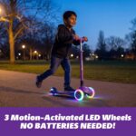SKIDEE SP3: scooter infantil 2 em 1 com assento, luzes LED e guidão ajustável para crescer com segurança. - Imagem 4