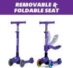 SKIDEE SP3: scooter infantil 2 em 1 com assento, luzes LED e guidão ajustável para crescer com segurança. - Imagem 6