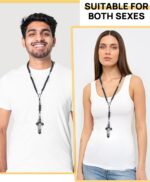 Rosário feito à mão de madeira com cruz de metal, presente católico ou cristão com bolsa vermelha - Imagem 5