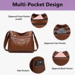 Bolsa feminina grande em couro PU com vários bolsos e alça transversal, ideal para uso diário￼ - Imagem 3