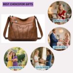 Bolsa feminina grande em couro PU com vários bolsos e alça transversal, ideal para uso diário￼ - Imagem 4