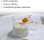Kit 6 Canecas de Vidro Canelado 350ml: duráveis, transparentes e ideais para café, chá e cappuccino. - Imagem 5