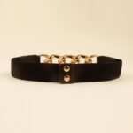 Cinto elástico feminino ajustável para jeans e social, com corrente metálica e visual elegante, confortável e versátil - Imagem 3