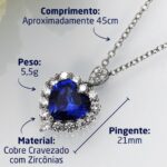 Colar Coração do Oceano minimalista com zircônias e bolsa de veludo: elegância e brilho para comprar já - Imagem 3