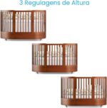 Berço Americano 3 em 1 Redondo Evolutivo em Amadeirado Mel: cresce com o bebê, do mini berço à mini cama. - Imagem 5