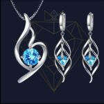 Conjunto Esterlina Blue: colar e brincos banhados em prata 925 com zircônia azul para elegância diária. - Imagem 7