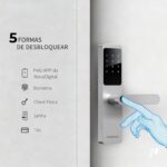 Fechadura Digital NovaDigital Fusion Wi-Fi 2.4G: biometria, senha, TAG, chave e APP Tuya, prata, segurança e praticidade. - Imagem 3