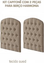 Berço Mini Cama Alegria com Capitonê: elegância e segurança para o bebê, com função berço cama e acabamento Nature/Branco. - Imagem 4