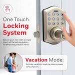 Honeywell Maçaneta sem chave com teclado eletrônico: instalação fácil, 50 PINs e segurança prática para sua porta frontal em níquel acetinado. - Imagem 4