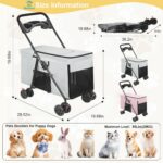 Carrinho de bebê dobrável para cães e gatos, leve, seguro e portátil, suporta até 25 kg e facilita passeios e viagens. - Imagem 3
