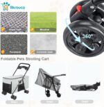 Carrinho de bebê dobrável para cães e gatos, leve, seguro e portátil, suporta até 25 kg e facilita passeios e viagens. - Imagem 5