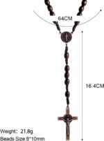 Rosário católico de madeira KOMI feito à mão, ideal para oração e presente de fé cristã - Imagem 5