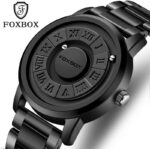FOXBOX Relógio masculino de aço inoxidável preto magnético Force S: estilo e resistência para o dia a dia - Imagem 2