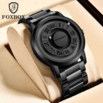 FOXBOX Relógio masculino de aço inoxidável preto magnético Force S: estilo e resistência para o dia a dia - Imagem 5
