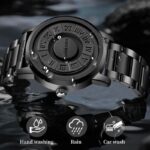 FOXBOX Relógio masculino de aço inoxidável preto magnético Force S: estilo e resistência para o dia a dia - Imagem 9