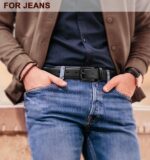 Cinto masculino genuíno Golf Jeans 3,5 cm: estilo casual e acabamento elegante para compor seu visual com conforto e autenticidade. - Imagem 5