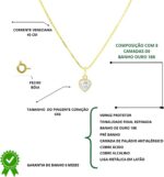 Colar Ponto de Luz Coração Dourado 45 cm: delicadeza e brilho para valorizar seu look com elegância. - Imagem 3
