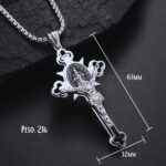 Colar Crucifixo com Medalha de São Bento em Aço Inoxidável Prateado: proteção, fé e estilo unissex com corrente de 60cm. - Imagem 3