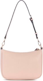 GUESS Bolsa de ombro Sarai blush em PVC saffiano com bolso externo, prática e elegante para o dia a dia - Imagem 4