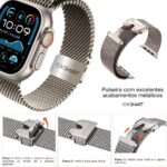 Pulseira Milanese para Apple Watch: aço inox, fecho seguro e ajuste elegante para Ultra e Series 3 a 10. - Imagem 4