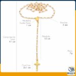 Terço Nossa Senhora Aparecida em Aço Inox 316L com Pérolas Brancas, 41cm, medalha e crucifixo dupla face, com garrafinha. - Imagem 3
