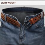 KEMISANT Cinto masculino trançado 3,5 cm: conforto, ajuste fácil e estilo casual para jeans e golf. - Imagem 7