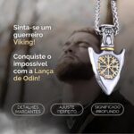 Colar Viking Lança de Odin com Vegvisir em aço 316L: proteção, estilo nórdico e força para o dia a dia. - Imagem 2