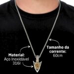 Colar Viking Lança de Odin com Vegvisir em aço 316L: proteção, estilo nórdico e força para o dia a dia. - Imagem 3