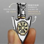 Colar Viking Lança de Odin com Vegvisir em aço 316L: proteção, estilo nórdico e força para o dia a dia. - Imagem 5