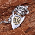 Colar Viking Lança de Odin com Vegvisir em aço 316L: proteção, estilo nórdico e força para o dia a dia. - Imagem 8