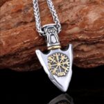 Colar Viking Lança de Odin com Vegvisir em aço 316L: proteção, estilo nórdico e força para o dia a dia. - Imagem 9